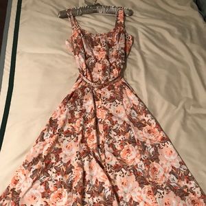 Eva Mendes floral tea length dress